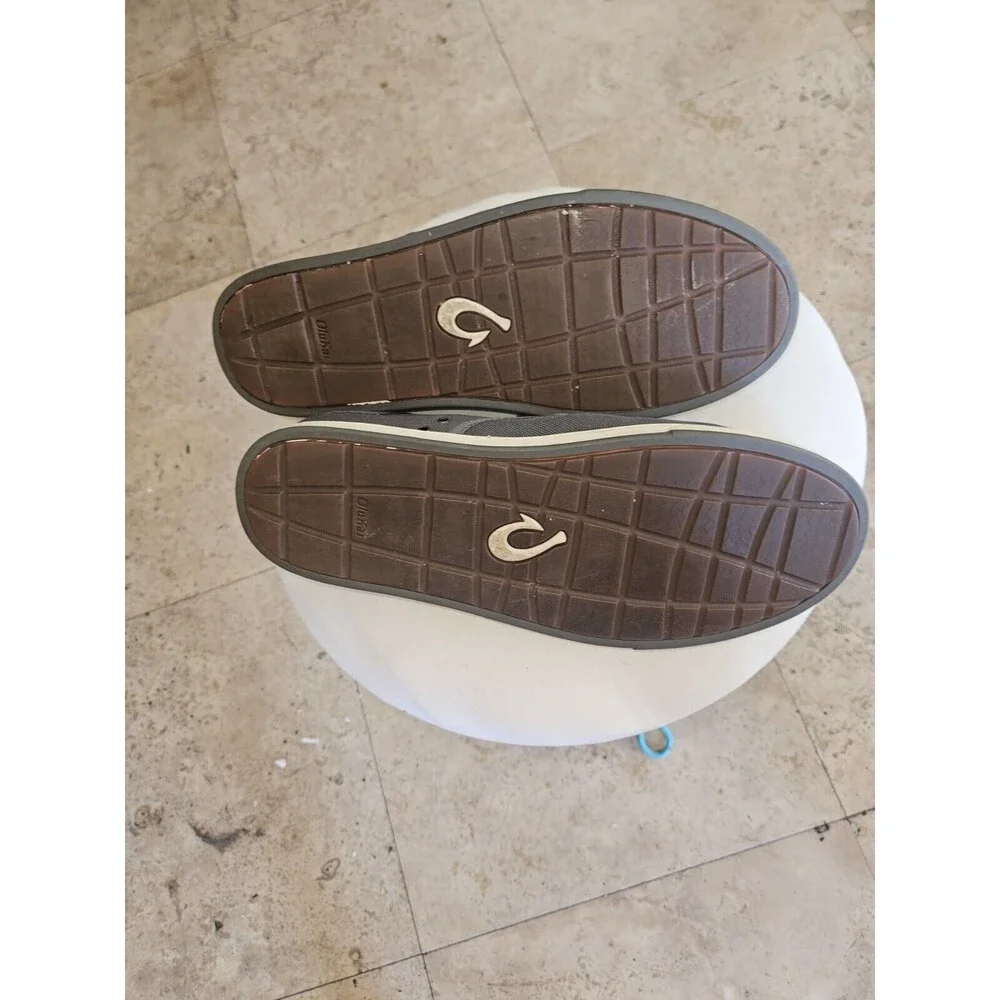 Olukai Mens Size 10.5 Us EU 44 Slip on Shoes Lae Ahi Kapa Gray Mesh Casual